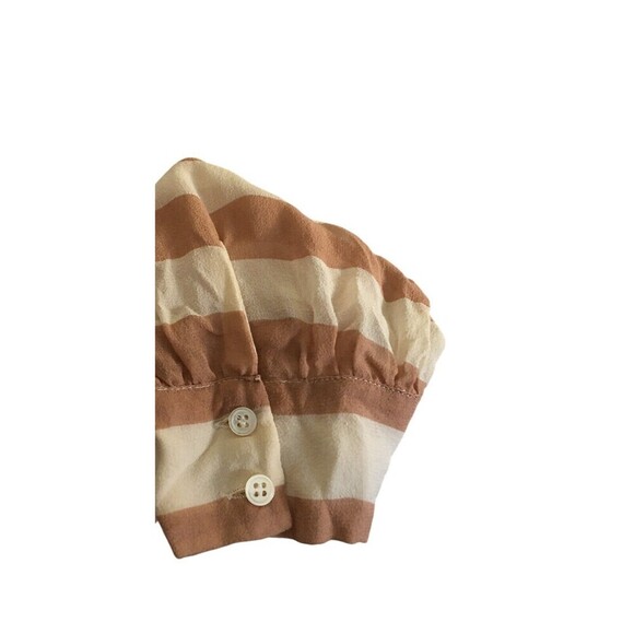Joie Top Women's Size Small Brown White Stripes Long Sleeves Sheer - Picture 6 of 8